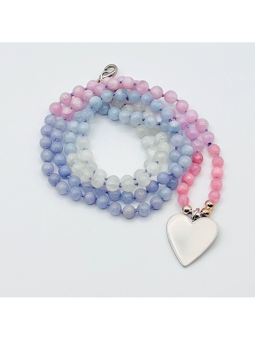 Long silk knotted rainbow necklace